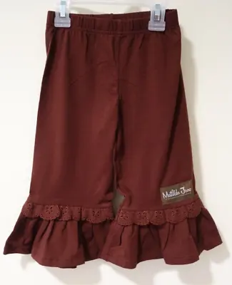 NWT Matilda Jane Big Dreams Brown Ruffle Hem W/Eyelet Trim Pants Girl's Size 10 • $16.49