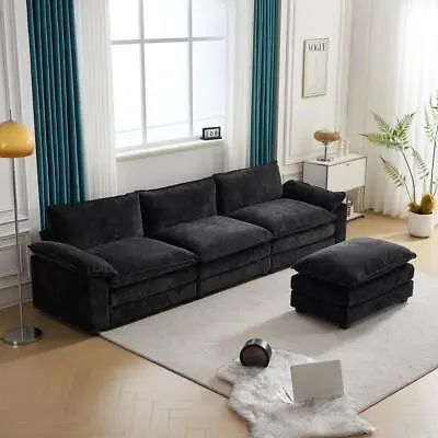 120 Inch Convertible Sectional Sofa Couch L-Shape Sofa Couch With Ottoman • $503.99