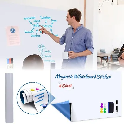 0.6mm Thick Magnetic Whiteboard Sticker DIY Dry Erase Board Sheets Paper Wall • £13.99