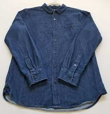 Modern Amusement Button Up Shirt Men’s Medium M Blue Long Sleeves Pocket Denim • $16.99
