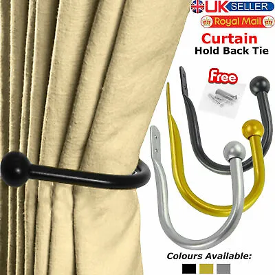 Large Stylish Curtain Hold Back Metal Tie Tassel Arm Hook Loop Holder U Shape UK • £4.20