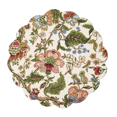 C & F  Amara Floral Round Quilted Reversible Placemats ~~ Set Of 2 • $21.95