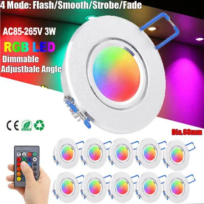 £26.89 • Buy 1-10pcs Dimmable Recessed RGB LED Ceiling Spot Light Downlights  Colors Changing