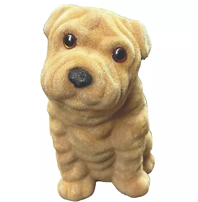 Doggie Saving Bank Flocked Shar Pei MR. WRINKLES Figurine Fuzzy 3D Piggy Bank • $11.95