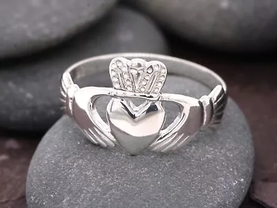 Sterling Silver 925 Ladies Claddagh Ring Size G - Y High Quality British Made • £19.50