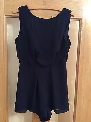 Boohoo Navy Lace Back Playsuit Size 10 • £7
