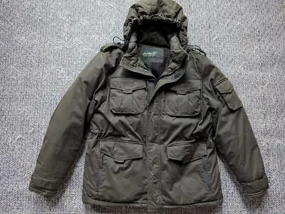 EDDIE BAUER Military Style GOOSE DOWN Parka Coat L Army Green M65 Hooded • $168.95