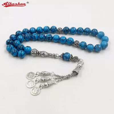 Tasbih Men Natural Mongolian Turquoise Gemstone Islamic Muslim Blue Prayer Bead • $12.78