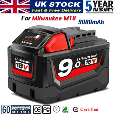 9.0Ah Battery Replce For Milwaukee For M18 Li-Ion Extended Capacity 48-11-1860 • £27.49