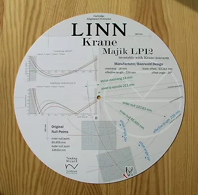 Cartridge Alignment Protractor For Linn Krane & Majik LP12 Turntable Tonearms • £35.63