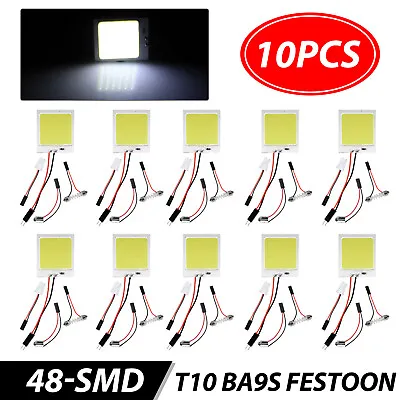 10pcs 48SMD Panel LED Festoon T10 BA9S Car Interior Dome Map Light Bulbs White • $10.98