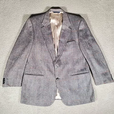 Vintage Burberry Mens Blazer 42R Gray Wool Glen Plaid 2 Button Front Made In USA • $44.99