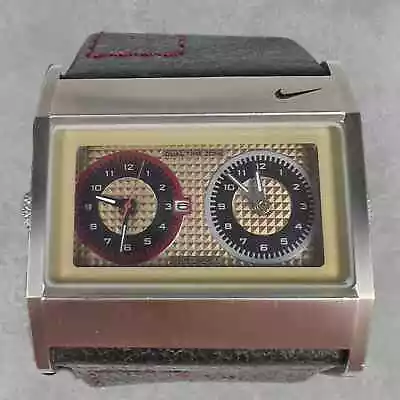 Nike Oregon Mens Double Analog Watch Stainless Steel Leather WA0054 Working • $95