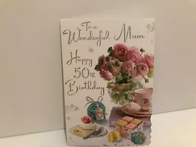 Mum 50th  Birthday Card 9x6 Lovely Verse With Insert And Free P&p • £2.69