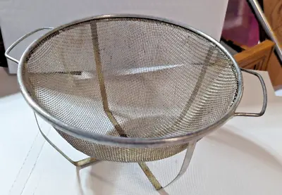 STRAINER Colander Vintage Screen Canning Rustic Farmhouse Wire Mesh 4-Footed • $10