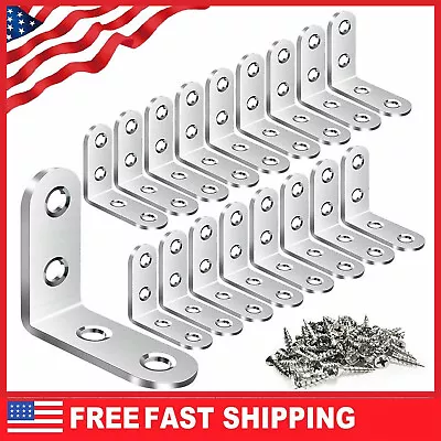 1.5  Inch  L  Steel Corner Braces W/ Screws Pack Right Angle Bracket Stainless  • $6.59