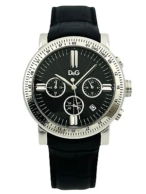 Dolce & Gabbana Men's DW0486 Multifunction Black Leather With Black Dial Watch • $389.80
