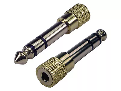 £2.59 • Buy 3.5mm Socket - 6.35mm Jack Plug Adapter Guitar Amplifier Microphone Mic Amp GOLD
