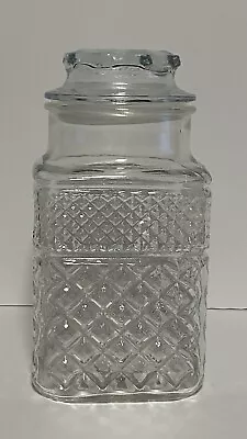 Vintage Anchor Hocking Wexford Canister Apothecary Jar With Lid Clear Glass  9” • $19.91