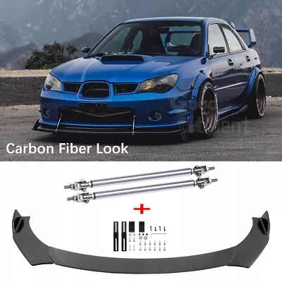 For Subaru WRX STI BRZ GC8 G3 V1 Carbon Car Front Bumper Lip Splitter+Strut Rods • $124.74