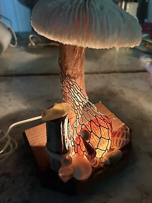 Vintage Seashell Coral Sea Mushroom Lamp Beach Decor Ocean Driftwood Nightlight • $53.93