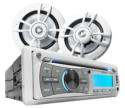 Gravity Marine Boat CD/AM/FM Receiver +2x Kenwood KFC-1633MRW 6.5  Speakers • $149.99