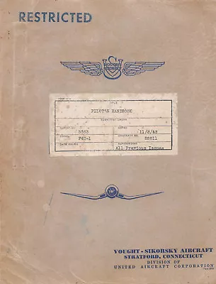 1942 F4U-1 Pilot's Handbook World War II Book Flight Manual -CD • $25.99