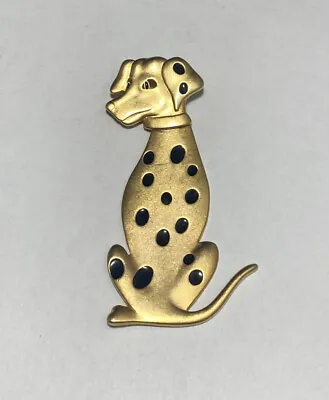 Vintage Dalmation Brooch Pin Brushed Gold Tone Articulated Dog • $25