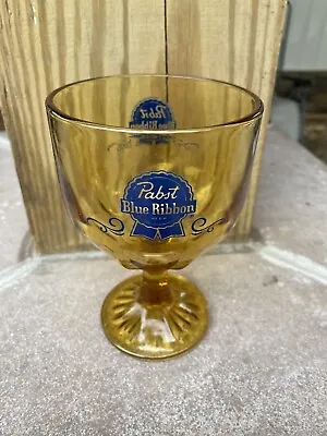 Pabst Blue Ribbon Glass Amber Goblet - Good Used Condition • $10