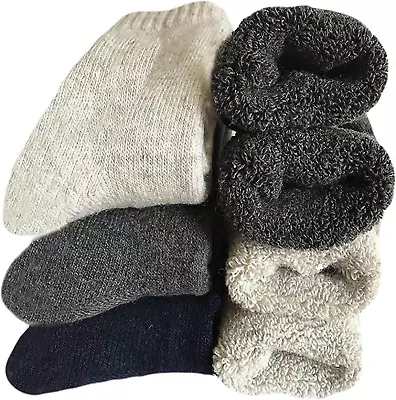 Mens Heavy Thick Wool Socks - Soft Warm Comfort Winter Crew Socks (Pack Of 3/5) • $15.93