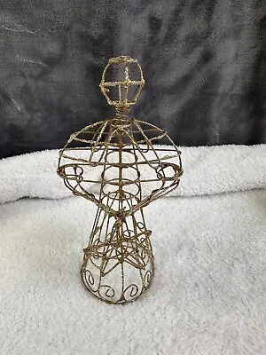 Vintage 6” Tall Wire Mesh Gold Color Christmas Angel Tree Topper Ornament • $10.99