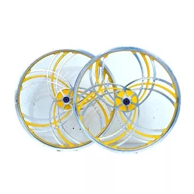 BMX BIKE Pair Of 20  Bicycle Mag Wheels Set 6 SPOKE YELLOW Fast Delivery • $165.90