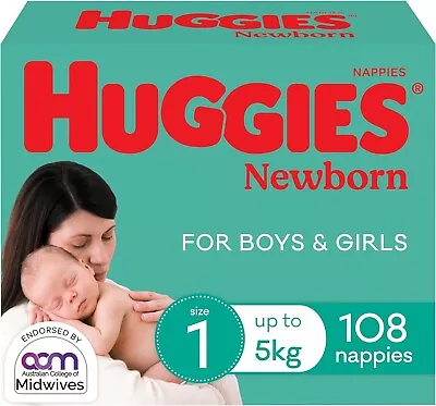 Newborn Nappies Size 1 (up To 5kg) 108 Count Infant Diaper Leakage Protection • $54