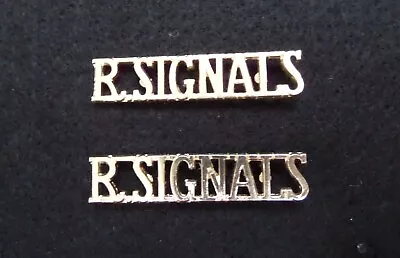 NEW BRITISH ARMY SURPLUS ROYAL SIGNALS REGIMENT METAL SHOULDER TITLESNo.2 FAD • £6.99