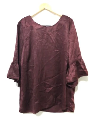 $49 • Buy Asos Curve Junarose Top BNWT Size 48 / 22 3/4 Sleeve With Ruffle Burgundy Colour
