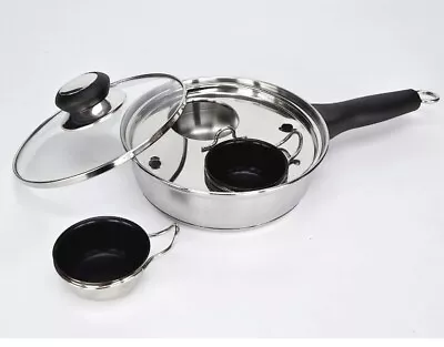 2 Cups Egg Poacher Pan - Stainless Steel Perfect Poached Egg Cooker - Removable • £19.99