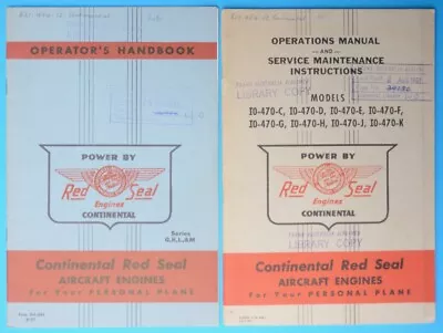 CONTINENTAL RED SEAL AIRCRAFT ENGINES Handbook And Manual TAA Library Copy 1950s • $20