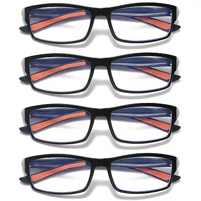 4 PK Mens Unisex Blue Light Blocking Reading Glasses Black White Frame Readers • $12.99