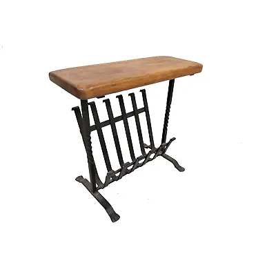 Vintage English Magazine Rack - Oak Wood And Iron • $199