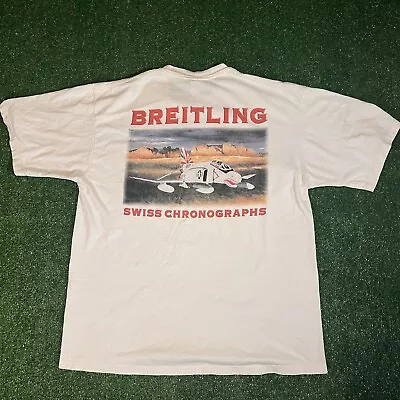 Vintage Breitling Navy Plane Military Watch T Shirt Size LARGE/XL  Ivory • $125