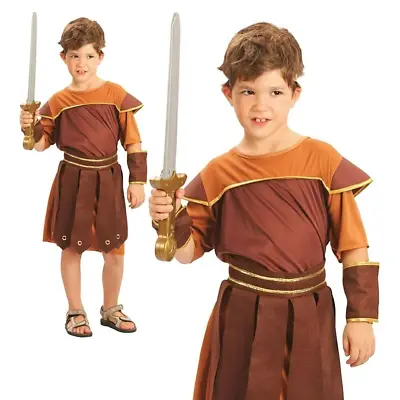 Roman Soldier Costume Boy Gladiator Warrior Book Day Child Fancy Dress Kids • $56.14