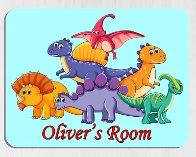 Personalised DINOSAURS DOOR PLAQUE Boys Girls Name Metal Kids Room Bedroom Sign • £5.99