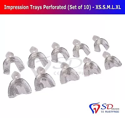 Impression Trays Rim Lock Perforated Metallic Set Of 10 XSSMLXL Smile FDA • $38.84