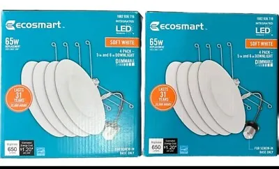 New Ecosmart 5  And 6  White Integrated LED Recessed Trim 4 Pack 1002 936 719.~~ • $29.99