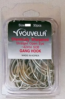 Youvella Open Eye Gang Chemically Sharpened 30x Pack Fishing Hook - Choose Size  • $20.69