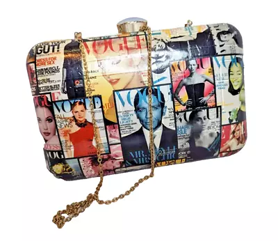3 AM Forever Clutch With Chain 80's Vogue Magazine Covers Handbag Purse • $19.88