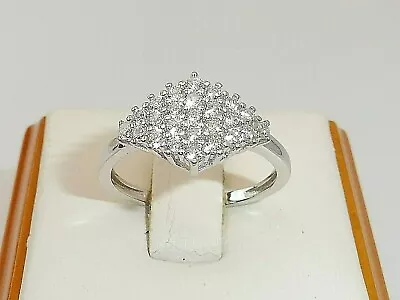 Ladies Sterling 925 Solid Fine Silver Brilliant Cut White Sapphire Cluster Ring • $52.47