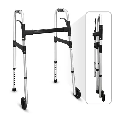 Compact Folding Walker W/Trigger Release For Seniors Mobility Aids 5  Wheels US • $44