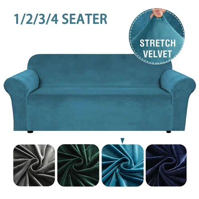 Velvet Sofa Covers Plush Slipcover Lounge Couch Cover Protector 1 2 3 4 Seater • $36.99