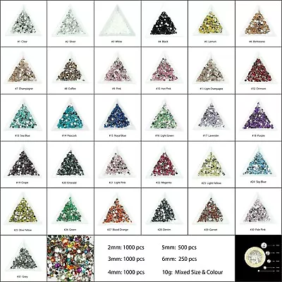 £1.99 • Buy 2mm 3mm 4mm 5mm 6mm Crystal Flat Back Nail Art Face Festival Rhinestones Gems
